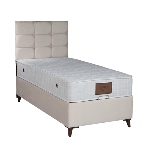 Marble Bed Base - Cream Velvet 90x190 görseli