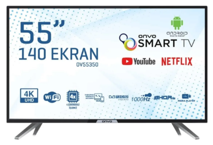 Onvo 55" 140 Screen 4K Ultra HD Smart LED TV with Satellite Receiver görseli
