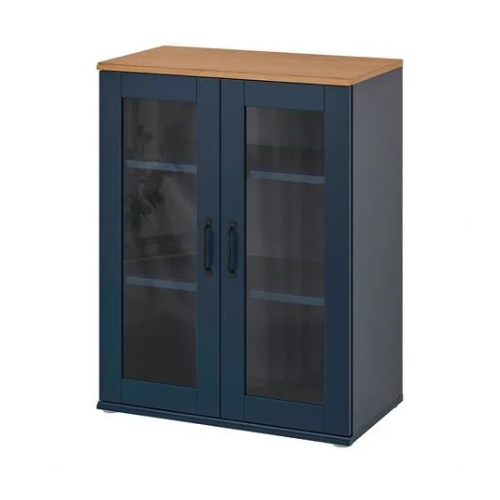IKEA Glass Door Cabinet / Blue - Black görseli